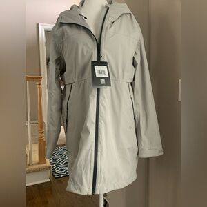 Women’s Light Gray XL Long Commuter Trench Jacket with Zip Closure
